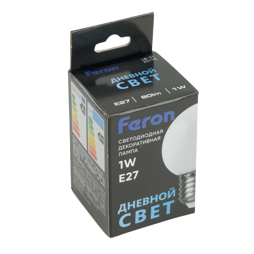 Лампа светодиодная Feron LB-37 Шарик E27 1W 230V 6400K матовый фото 3
