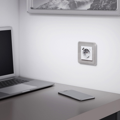 Рамка из стекла на 1 пост Elite дымчатый W0012417 фото 4 Рамка из стекла на 1 пост Elite дымчатый W0012417 фото 4