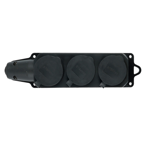 Розетка переносная 3-местная c/з STEKKER, RST16-23-44, штепсельная 250В, 16А, IP44, черный фото 6