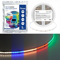 Лента светодиодная  784SMD(2110)/ 19Вт/м 24V 5000*12*2.3мм RGB+4000К, IP20, LS537 FERON