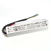 Трансформатор электронный для светодиодной ленты 40W 12V IP67 (драйвер), LB007 FERON