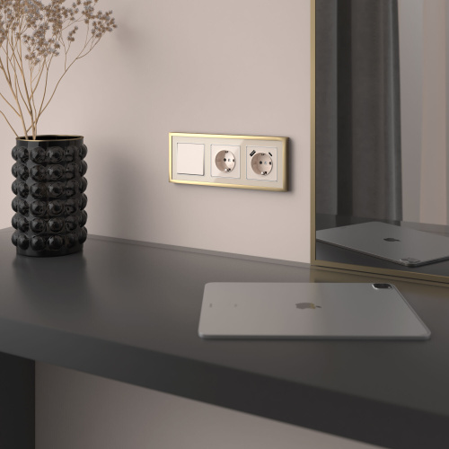 Выключатель одноклавишный проходной (айвори акрил) W1112043 фото 2 Выключатель одноклавишный проходной (айвори акрил) W1112043 фото 2