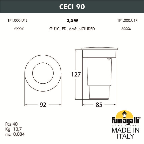 Fumagalli Грунтовый светильник FUMAGALLI CECI 90 1F1.000.000.AXU1L фото 3