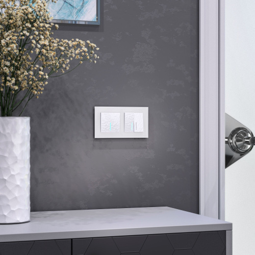 Выключатель двухклавишный с подсветкой (Hammer белый) W1220101 фото 4