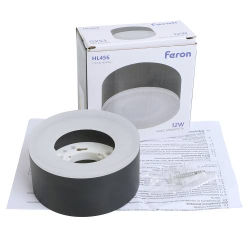 Светильник потолочный Feron HL456 12W, 230V, GX53, черный фото 4