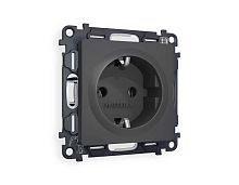 Комплект механизма электрической розетки AMBRELLA VOLT ALFA Графит мягкое касание с/з на винтовых зажимах QUANT (AP9060, VM141) MA906010