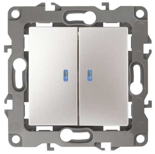 Выключатель двухклавишный с подсветкой ЭРА 12 10AX 250V 12-1105-15 Б0019294 Выключатель двухклавишный с подсветкой ЭРА 12 10AX 250V 12-1105-15 Б0019294