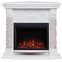 Электрокамин RealFlame Athena Corner GR белый с очагом Saphir 25,5