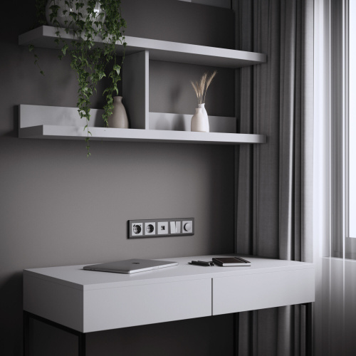 Розетка с заземлением, шторками и USB тип A+C (серебряный матовый) W1171765 фото 2 Розетка с заземлением, шторками и USB тип A+C (серебряный матовый) W1171765 фото 2