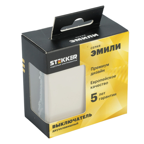 Выключатель 2-клавишный (механизм), STEKKER, 250В, 10А, серия Эмили, RSW10-5104-08, кашемир, soft touch фото 2