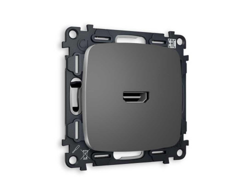 Комплект механизма розетки HDMI 2.0 AMBRELLA VOLT OMEGA Антрацит серый 40V/500mA 2.0GHz 5-18Gbit/s QUANT (OP6640, VM222) MO664010