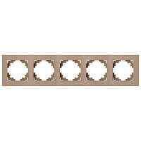 Рамка 5-местная, металл, STEKKER, MFR00-7005-02, серия Катрин, шампань