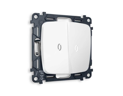 Комплект механизма 2-кл выключателя AMBRELLA VOLT с подсветкой 5600K OMEGA Белый матовый QUANT (OP1240, VM115, G14W) MO124015 Комплект механизма 2-кл выключателя AMBRELLA VOLT с подсветкой 5600K OMEGA Белый матовый QUANT (OP1240, VM115, G14W) MO124015