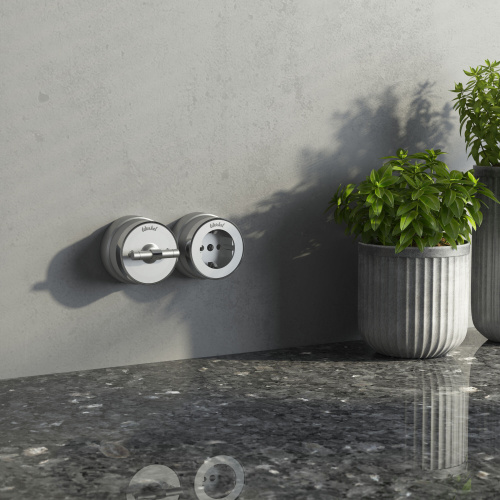 Розетка с заземлением Vintage серебро матовый/хром W5871054 фото 3 Розетка с заземлением Vintage серебро матовый/хром W5871054 фото 3