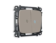 Комплект механизма 2-кл проходного выключателя AMBRELLA VOLT с подсветкой 10000K OMEGA Серо-бежевый матовый QUANT (OP3640, VM120, G29B) MO364040