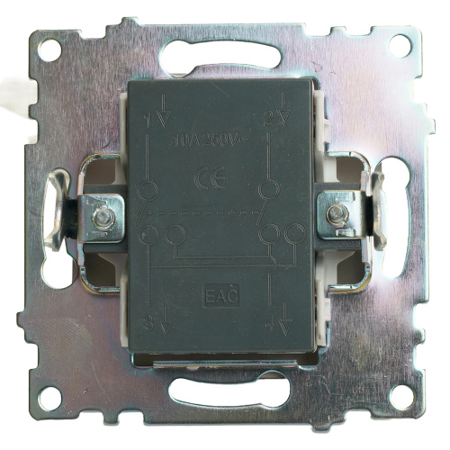 Переключатель перекрестный 1-клавишный (механизм), STEKKER GLS10-7110-04, 250V, 10А, серия Катрин, шоколад фото 4