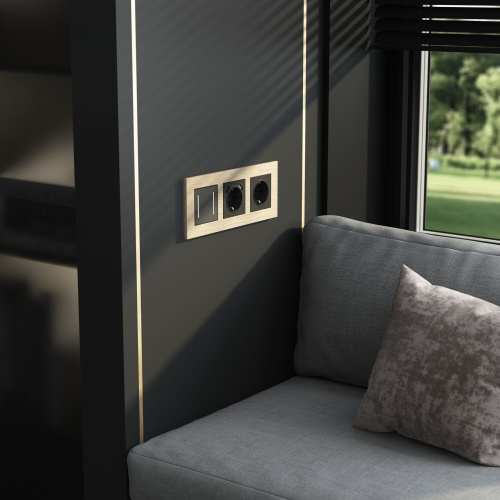 Рамка из металла на 3 поста АluMax шампань алюминий W0033511 фото 4 Рамка из металла на 3 поста АluMax шампань алюминий W0033511 фото 4