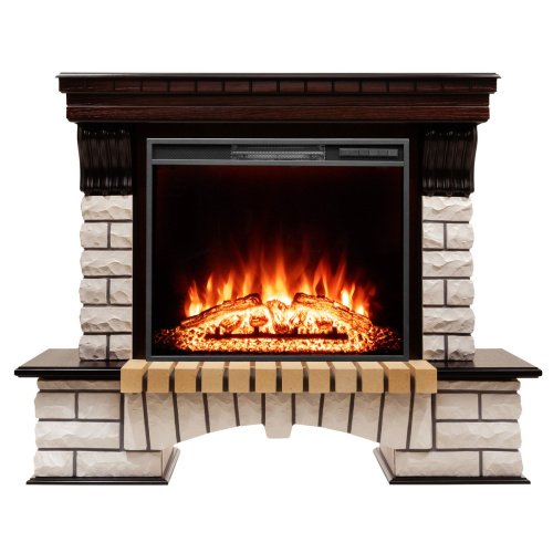 Каминокомплект COUNTRY/БРУКЛИН Античный дуб с очагом Электроочаг AQUAMARINE/АКВАМАРИН 26