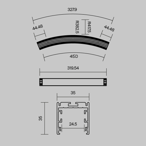 Профиль Led Strip ALM-3535R-B-D-45°-0.8M фото 3