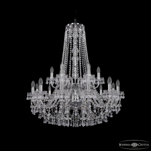 Люстра хрустальная 1410/12+6/300/h-95/2d Ni V0300 Bohemia Ivele Crystal (Богемия Ивеле Кристалл)