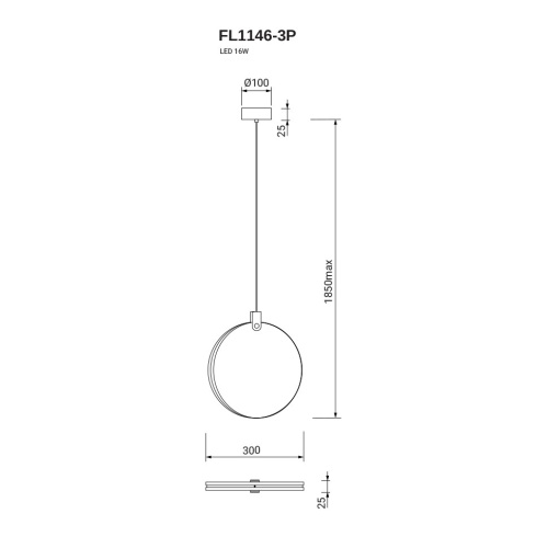Подвесной светильник Sunrise FL1146-3P фото 2 Подвесной светильник Sunrise FL1146-3P фото 2