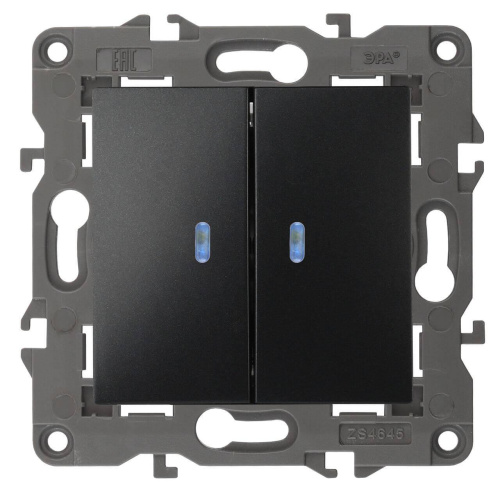 Выключатель двухклавишный с подсветкой ЭРА Elegance 10AX 250V 14-1105-05 Б0034241 Выключатель двухклавишный с подсветкой ЭРА Elegance 10AX 250V 14-1105-05 Б0034241