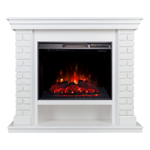 Каминокомплект BRIXTON/ЭЛЬБРУС Белый с очагом Электроочаг SPARTA 25.5