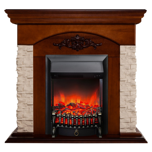 Электрокамин RealFlame Neapolis NT орех с очагом Fobos Lux Black Электрокамин RealFlame Neapolis NT орех с очагом Fobos Lux Black