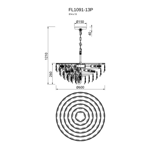 Люстра подвесная Dignita FL1091-13P фото 2