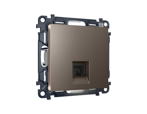 Комплект механизма телефонной розетки AMBRELLA VOLT ALFA Темная бронза матовый RJ-11(4P4C) с шторкой QUANT (AP6420, VM190) MA642030