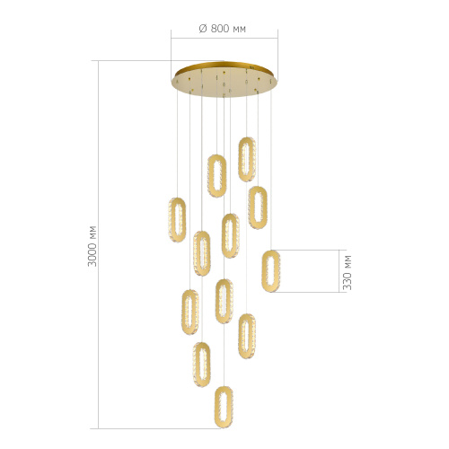 SL6506.203.12 Светильник подвесной ST-Luce Золотистый/Золотистый, Прозрачный LED 12*9W 3000K ALLUNGO фото 2