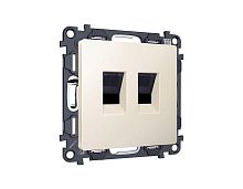 Комплект механизма компьютерной двойной розетки RJ-45 с автоматической защитной шторкой ALFA Бежевый матовый QUANT (AP3321, VM189) MA332110