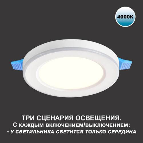 359014 SPOT NT23 560 белый Светильник встраиваемый светодиодный (три сценария работы) IP20 LED 4000К 12W+4W 100-265V 1120Лм SPAN фото 6 359014 SPOT NT23 560 белый Светильник встраиваемый светодиодный (три сценария работы) IP20 LED 4000К 12W+4W 100-265V 1120Лм SPAN фото 6