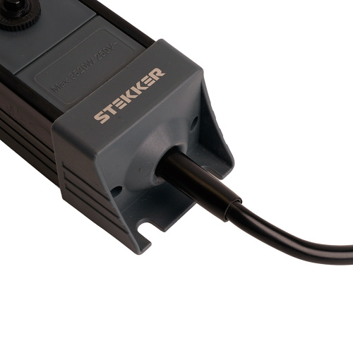 Сетевой фильтр 6-местный с/з STEKKER 3x1мм2, 3 м, 250В, 16А, серия Techno, HM22-61-03, черный фото 4