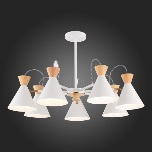 SLE125102-07 Светильник потолочный Белый, Золотистый/Белый, Светлое дерево E14 7*40W MODICA фото 6