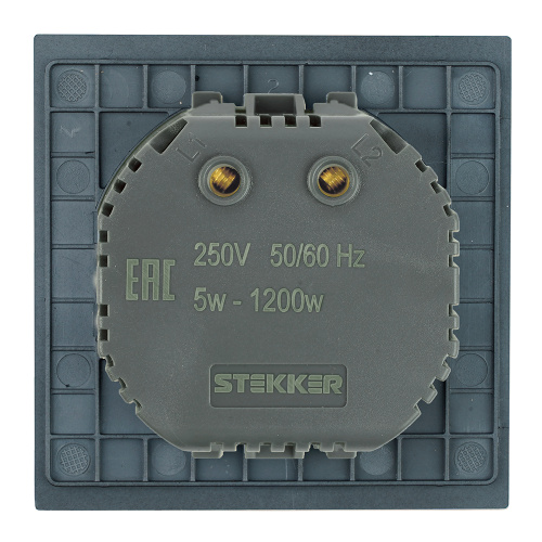 Выключатель диммирующий (механизм), STEKKER, 250В, 1200W, серия Мия, RSW10-3106-05, черный бархат фото 2