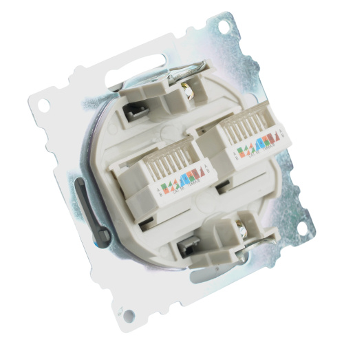 Розетка компьютерная 2-местная RJ-45 (механизм) STEKKER GLS00-7109-06 , серия Катрин, графит фото 9