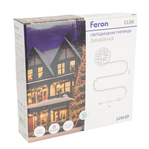 Светодиодная гирлянда на бобине Feron CL98 линейная 50м + 3м 230V 5000К, c питанием от сети, зеленый шнур фото 2