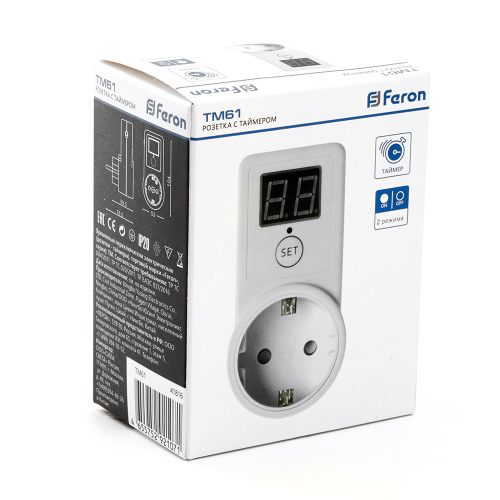 Розетка с таймером Feron TM61 обратного отсчета электронная мощность 2300W/10A фото 5
