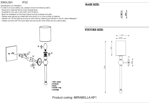 Crystal Lux Бра Crystal Lux MIRABELLA AP1 GOLD/WHITE фото 7 Crystal Lux Бра Crystal Lux MIRABELLA AP1 GOLD/WHITE фото 7