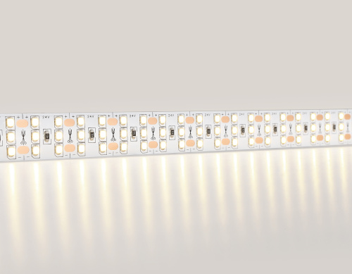 Светодиодная лента трехрядная 24В 2835 324Led 26Вт/м 3000K IP20 5м фото 2