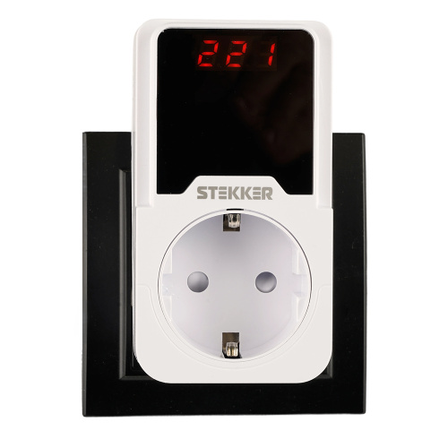 Реле напряжения для розетки регулируемое  STEKKER  VPR-200W, 230В,16A,белый фото 7
