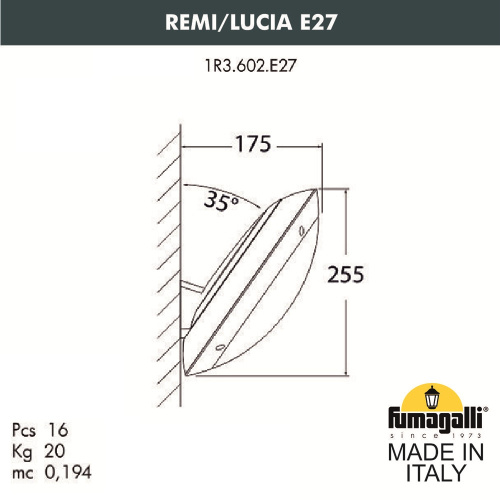 Уличное бра FUMAGALLI REMI/LUCIA 1R3.602.000.AYE27 фото 2