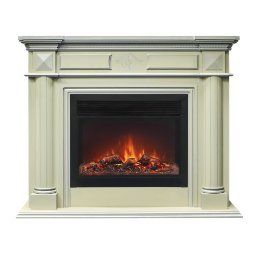 Каминокомплект WAGNER/ВАГНЕР Айс кашемир с серебряной патиной с очагом Электроочаг MOONBLAZE LUX/МУНБЛЕЙЗ