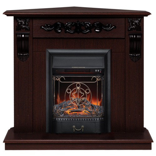 Электрокамин RealFlame Dominica Corner DN орех с очагом Majestic Lux Black Электрокамин RealFlame Dominica Corner DN орех с очагом Majestic Lux Black