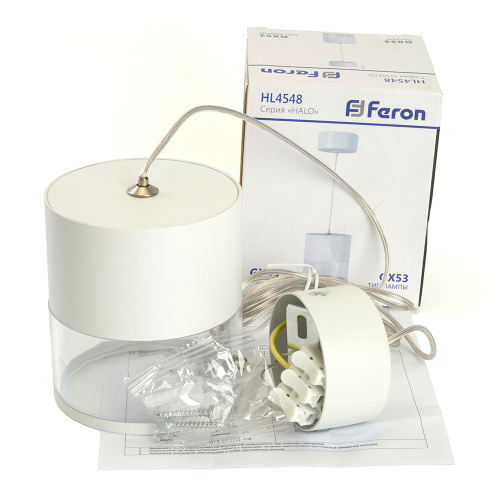 Светильник потолочный Feron HL4548 HALO levitation на подвесе GX53 12W 230V, белый 85*80 фото 5