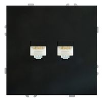 Розетка компьютерная 2-местная RJ-45 (механизм), STEKKER, серия Эмили, RST00-5111-05, черный уголь, soft touch