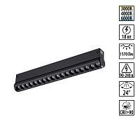 359948 PORT NT25 214 черный Трековый светильник с переключ. цв. темпер. IP20 LED 3000К\4000К\6000К 18W 90-240V VECTOR