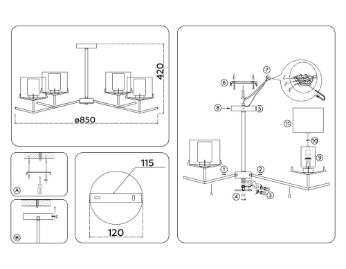 Потолочная люстра Ambrella Light High Light Modern LH57008 фото 7 Потолочная люстра Ambrella Light High Light Modern LH57008 фото 7