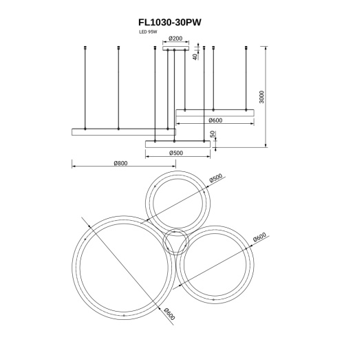 Подвесная люстра Modum FL1030-30PW фото 9